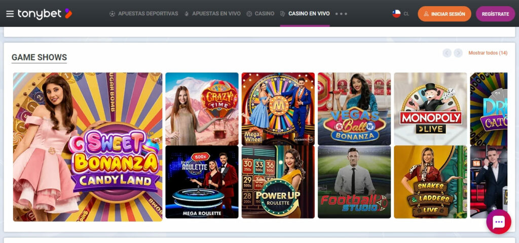 Game Shows en TonyBet