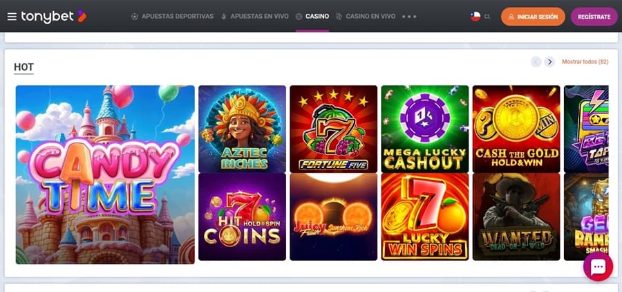 Juegos de casino en TonyBet